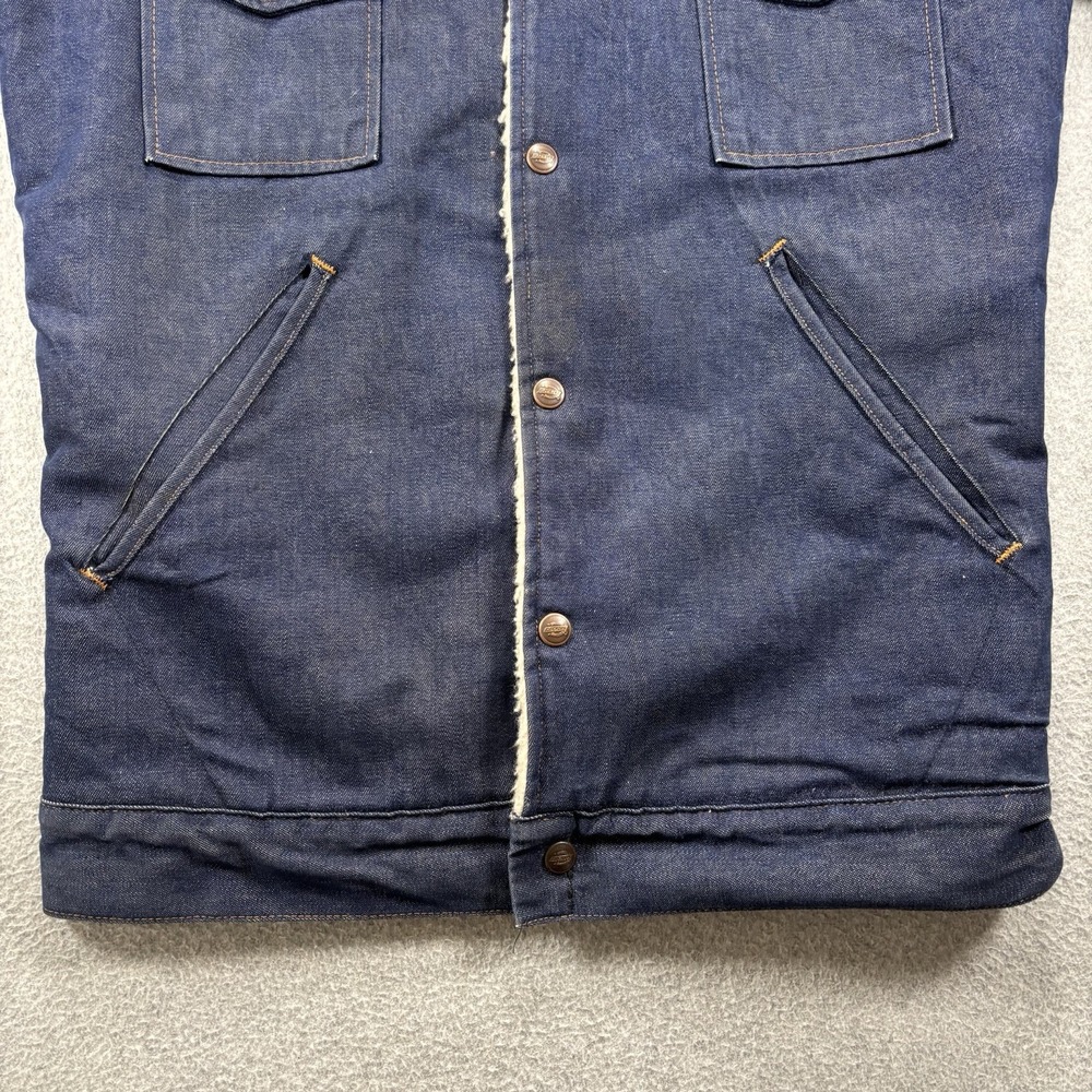 Vintage Dickies Sherpa Lined Denim Jean Jacket Western Trucker Coat Mens Small - Picture 7 of 16